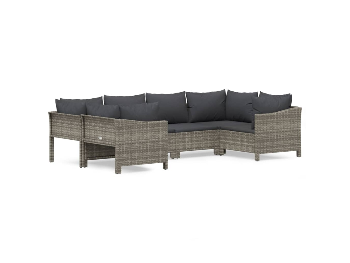 Maison Exclusive - Set De Muebles De Jardín 6 Pzas Y Cojines Ratán Sintético Gris