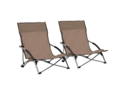 Sillas de playa plegables DKD Home Decor de 2 piezas, tela gris parduzco