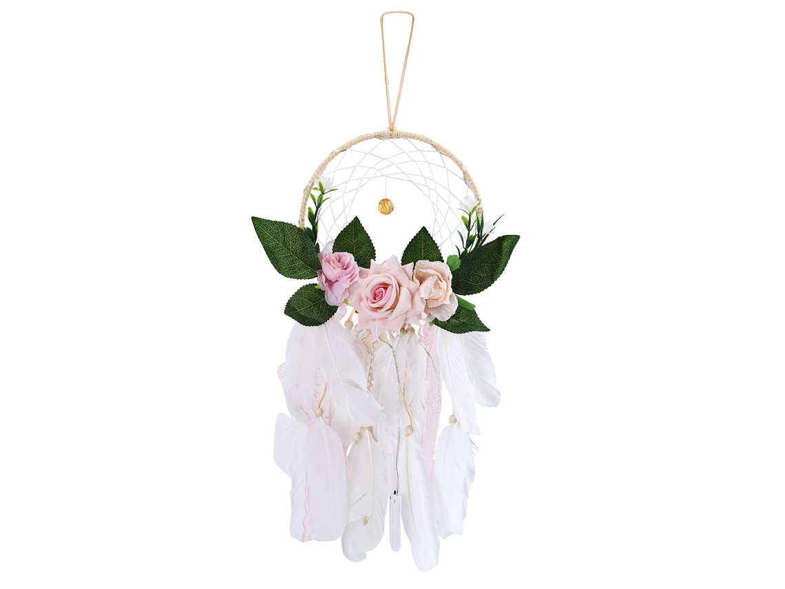 2026-adorno De Pared Para Jardín Y Hogar, Red De Sueños Con Plumas Y Luz Nocturna, Colgante Regalo