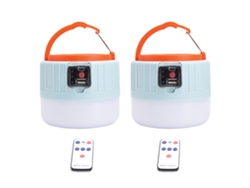 Lámpara solar de camping recargable con mando a distancia IP6 azul y naranja