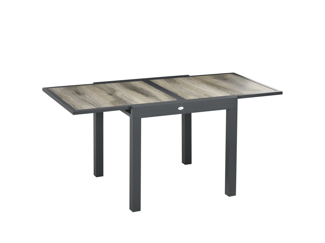 Mesa Jardín,comida,tapa Extensible,terraza,aspecto Madera,aluminio,160x80x75cm,beige