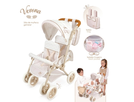 Verona Silla Gemelar Plegable para Muñecas de Hasta 52 Cm. DE CUEVAS TOYS