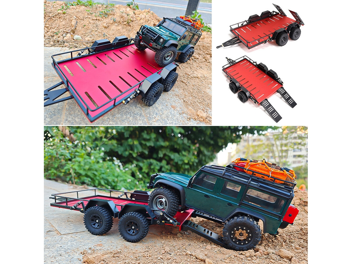 Remolque de simulación de cuatro ruedas para Land Rover Tornado TRX4M 1/18 RC, modelos de vehículos, piezas de repuesto y accesorios.