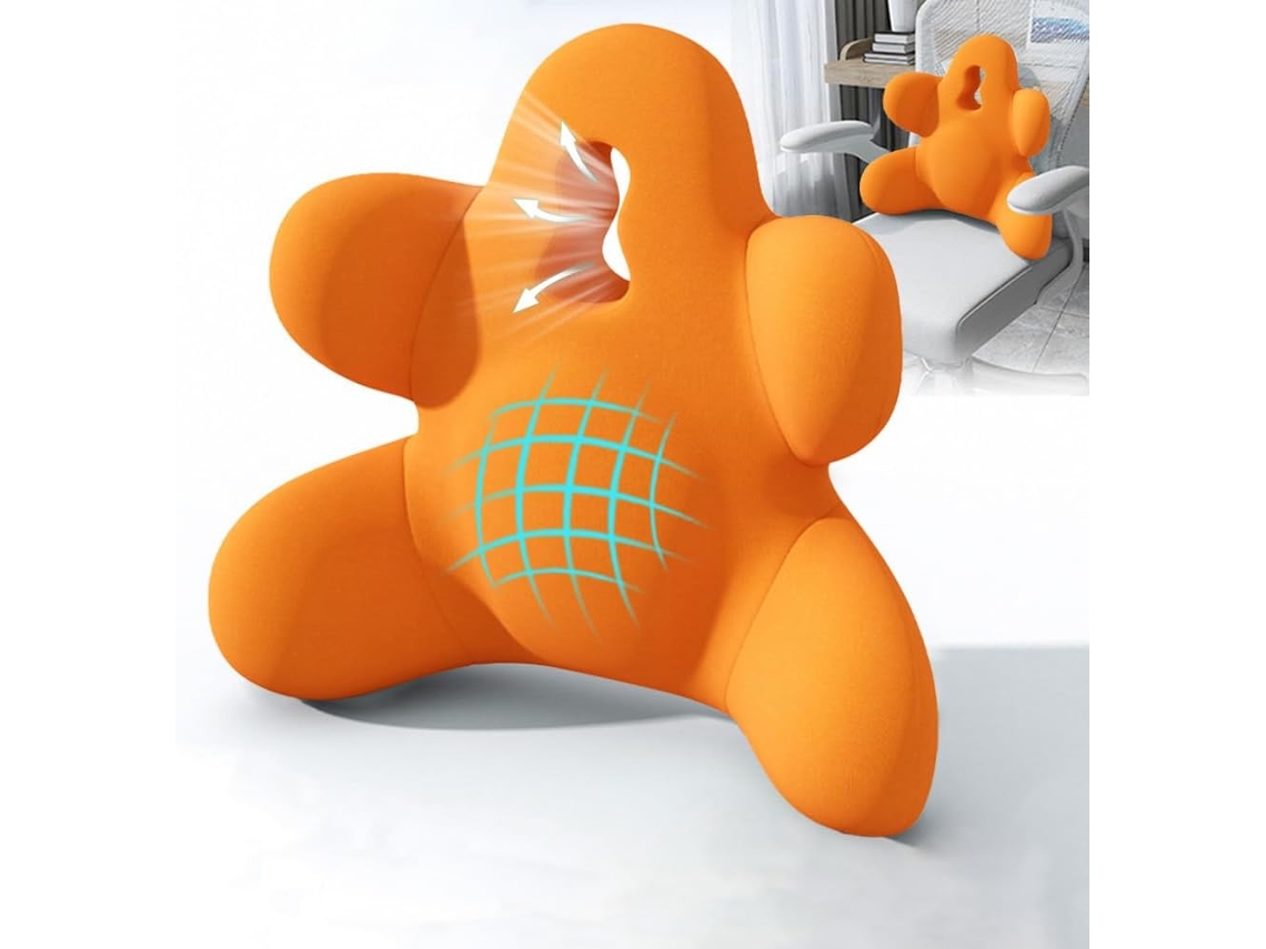 Almohada De Apoyo Lumbar Para Silla De Oficina, Almohada Ergonómica De Espuma Viscoelástica Para El Respaldo, Color Naranja Gertiz