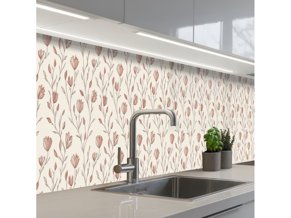 Salpicaderos De Cocina Patrón - Clásico - Rosa 450x60 Cm