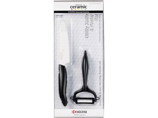 Cuchillo Kyocera Fk110whcp10nbk 11 cm starter set utilitario pelador cp10 hoja de circonia afilada mano ligera no corrosiva apta para lavavajillas 2