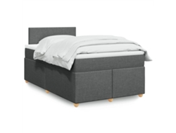 Cama Box Spring Con Colchón Tela Gris Oscuro 120x200 Cm