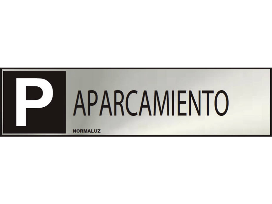 Cartel Informativo NORMALUZ "Estacionamiento" (Adhesivo Inox 0,8Mm) 5X20Cm