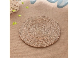 Cojín Redondo De Ratán, Multiusos, 50 Cm De Diámetro (marrón) Czhhmart