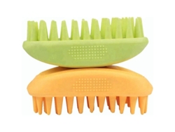 Dan26-linjou Cepillo De Silicona Para Baño De Mascotas Perros Gatos Pelo Largo Corto Naranja Verde 2pcs