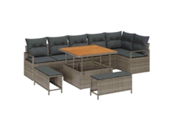 Maison Exclusive - Conjunto De Sofá De Jardín Con Cojín Con Almohada 9 Pcs Gris