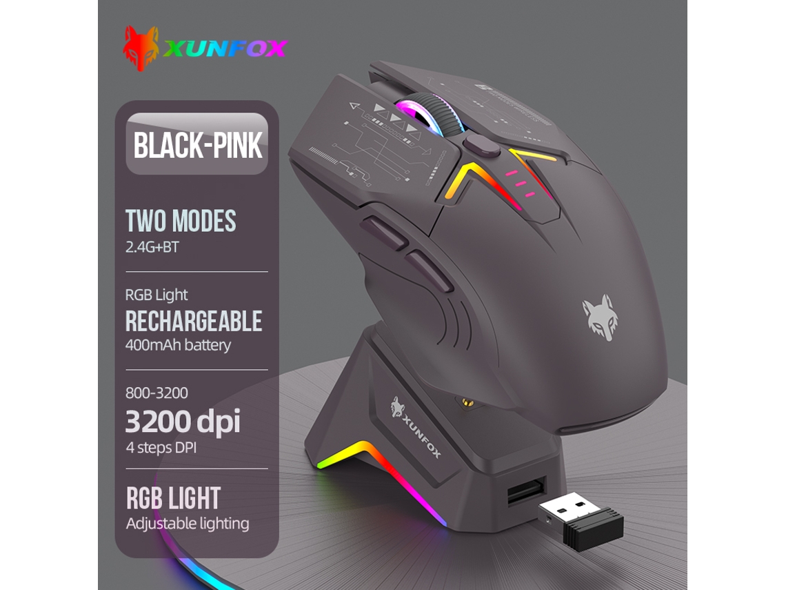 (blackberry) Ratón Inalámbrico Bluetooth Con Carga Magnética Rgb De Modo Dual