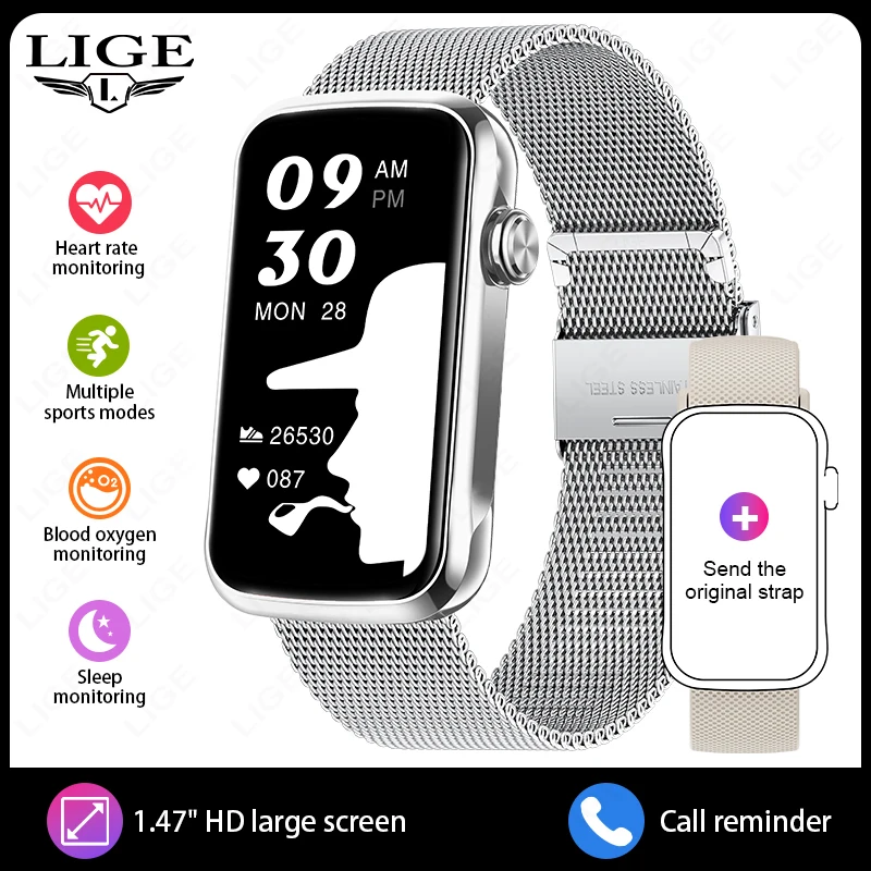 Pulsera Inteligente (plateada, Correa De Malla), Monitorización De Frecuencia Cardíaca Y Oxígeno En Sangre, Resistente Al Agua Ip68, Deportiva.