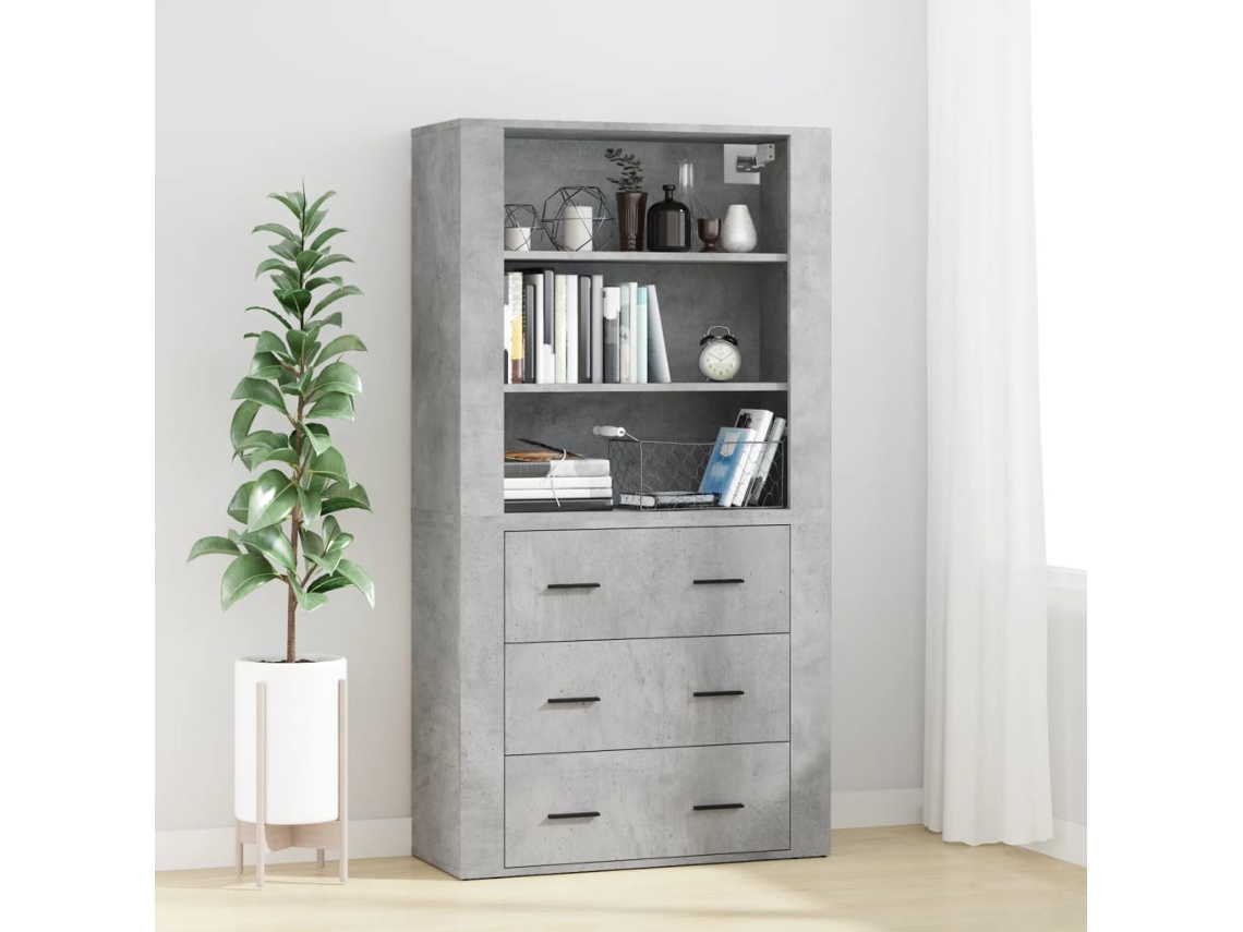 Aparador Alto Madera Contrachapada Gris Hormigón