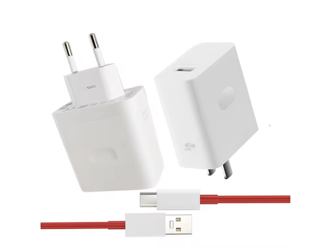 Kit De Cargador De 45 W + Cable Usb-c A Usb-c Rojo De 1 M Para Oppo/oneplus/realme — Pd Supercharge — Set Completo, Listo Para Usar