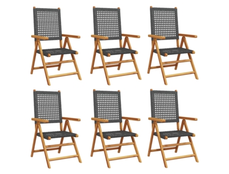Conjunto 6 Silla De Jardín VIDAXL Negro Madera