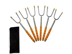 FNINIJEDE 6 Pcs Bastões De Alumínio Extensíveis Para Assar Marshmallow E Salsichas 11 45 Com Garfo Em Aço Inox E Bolsa De Segurança