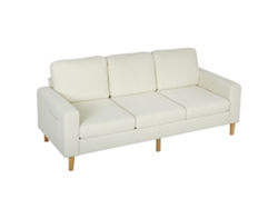 Sofá de 3 plazas en terciopelo de pana con cojines y asiento acolchado - Beige