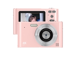 Cámara digital portátil 4K de alta resolución con zoom de 16x y luz de relleno Cuich (rosa)