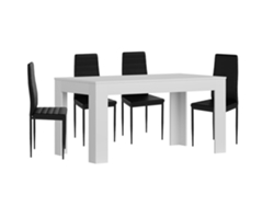 Mesa Extensible de Comedor o Cocina Blanco 4 Sillas en Polipiel/metal Negro SALDOSYSTOCKS