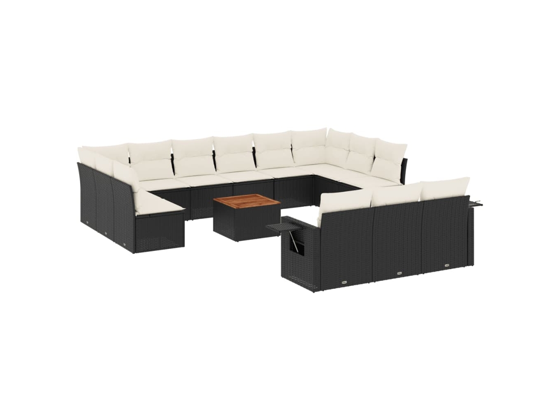 Maison Exclusive - Set Sofás De Jardín 14 Pzas Con Cojines Ratán Sintético Negro