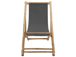 Tumbona | Silla De Playa De Bambú Y Lona Gris Oscuro Wsd144797