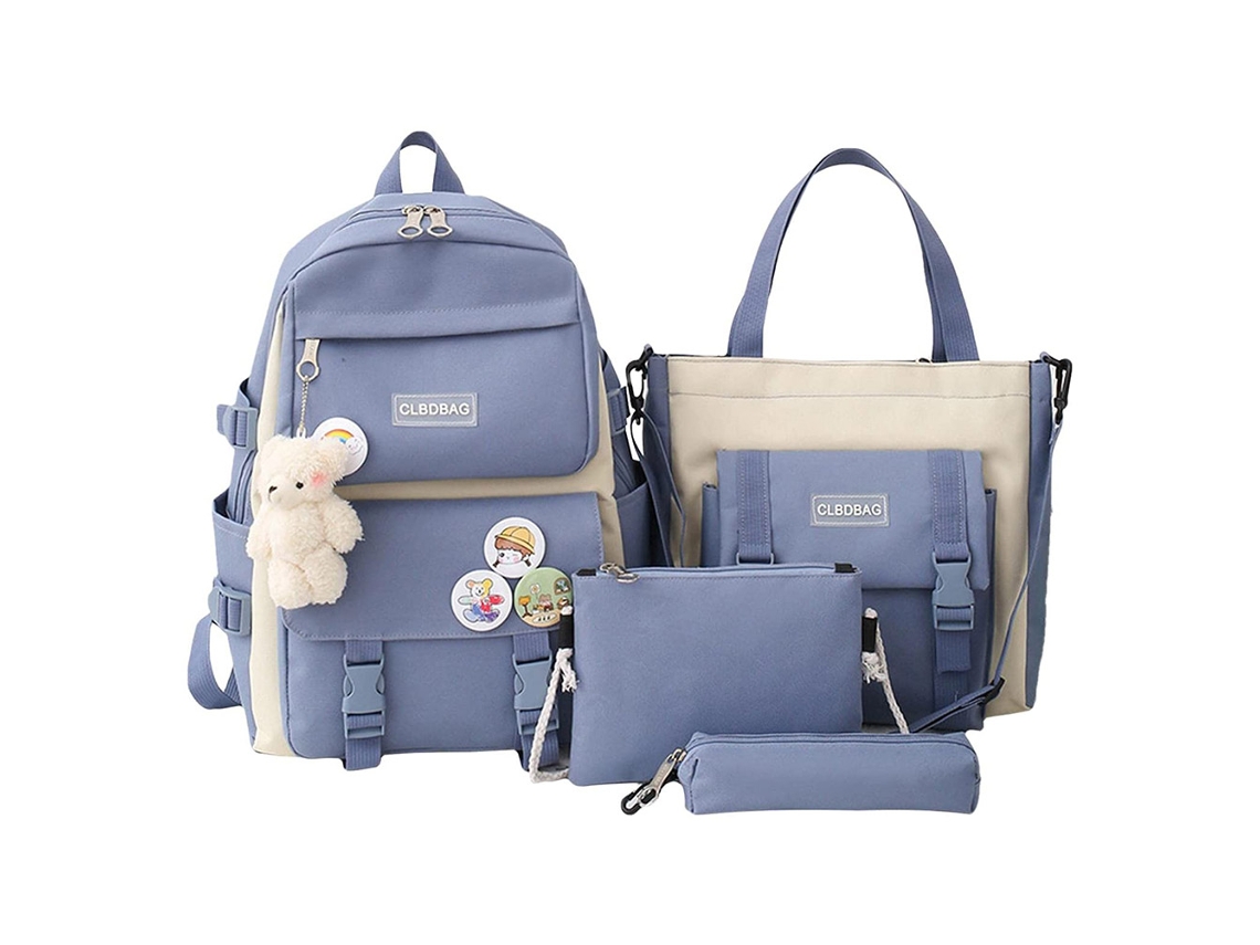 Conjunto de 4 mochilas escolares, bonitas mochilas, bolsos escolares, estuches y bolsos bandolera para niñas y niños.