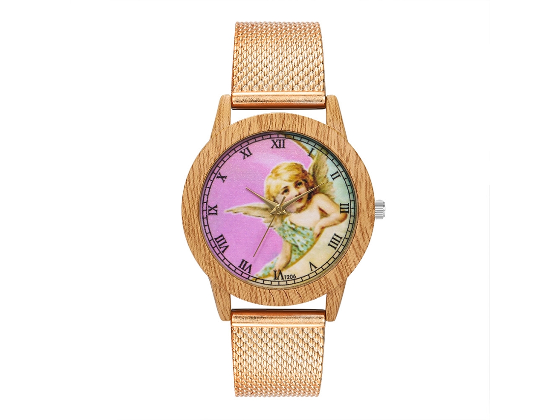 Reloj De Cuarzo Con Correa De Silicona Dial Redondo Numerales Romanos Unisex (oro Rosa)