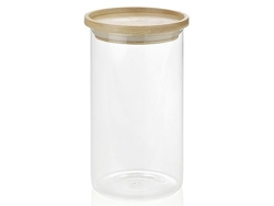Recipiente RIVA en Vidrio y Madera 9.5x17.5 cm
