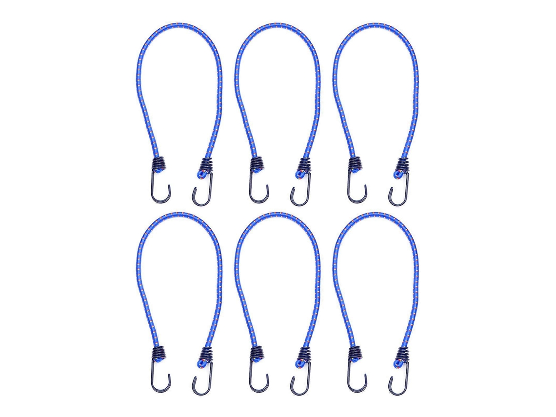 Juego de 6 correas elásticas duraderas para equipaje, cuerda flexible y elástica para asegurar el equipo en casa y en aventuras (azul).