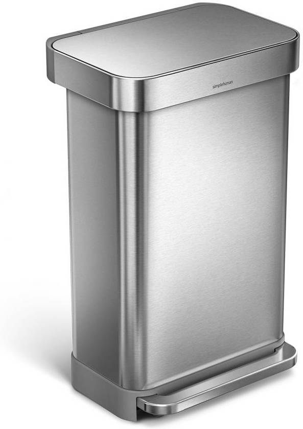 Simplehuman Cubo Rectangular 45 acero inoxidable cepillado litros de basura con pedal 45l cw2024