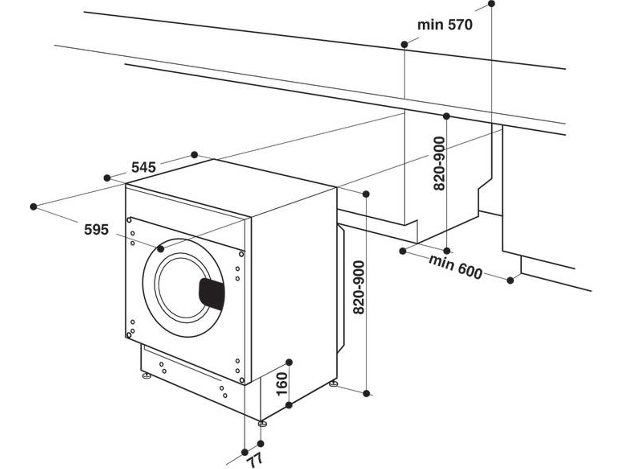 Lavadora Integrable WHIRLPOOL BI WMWG 71284E (7 kg - 1200 rpm - Blanco)