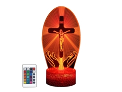 Luz nocturna 3D con cruz, luz holográfica, ilusión de Jesús con 16 colores, temporizador teledirigido, LED Mejor Regalo de Cumpleaños Cristiano, Religioso para H