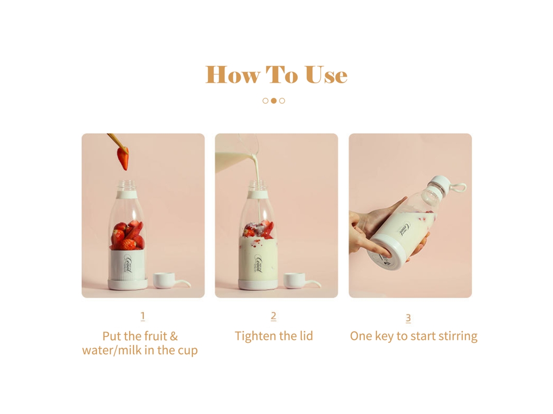 Licuadora Portátil Usb De 300 Ml Para Frutas Y Verduras Con Batería De 1200 Mah Para Viajes Y Uso En La Oficina.