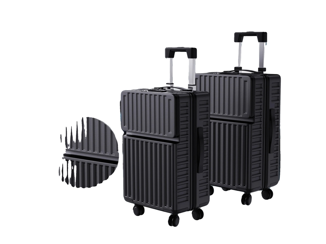 Juego de maletas, material ABS duradero, ruedas giratorias de 360 grados, negro OEM (2 juegos)