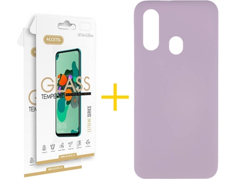 Carcasa + 2 Protectores de Pantalla Samsung A20e ACCETEL Morado