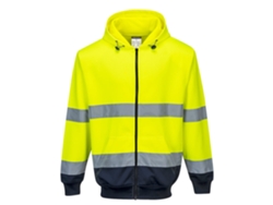 Sudadera con capucha y cremallera de alto contraste Portwest / Azul marino y amarillo / M