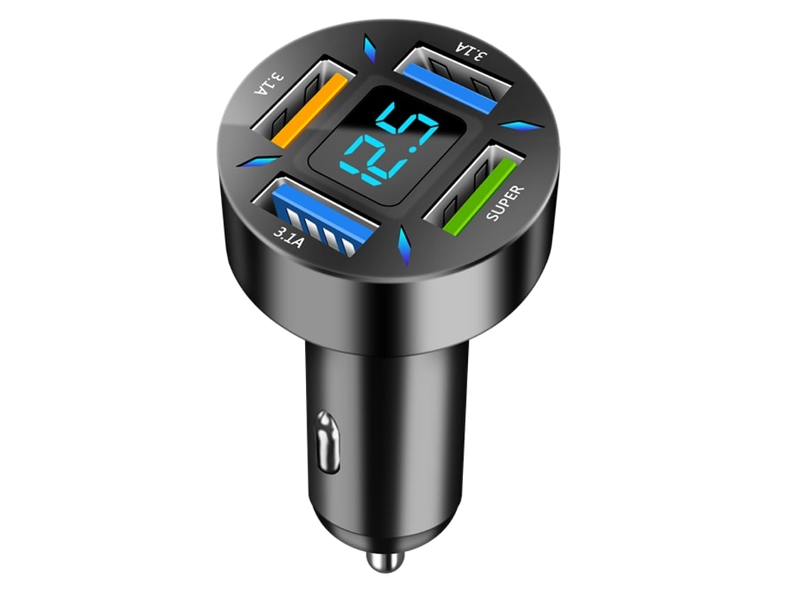 Cargador De Coche De 66 W Con Carga Rápida, Adaptador Para Encendedor De Cigarrillos, 4 Puertos Usb-a + Usb-c Pd 66 W + 3,1 A