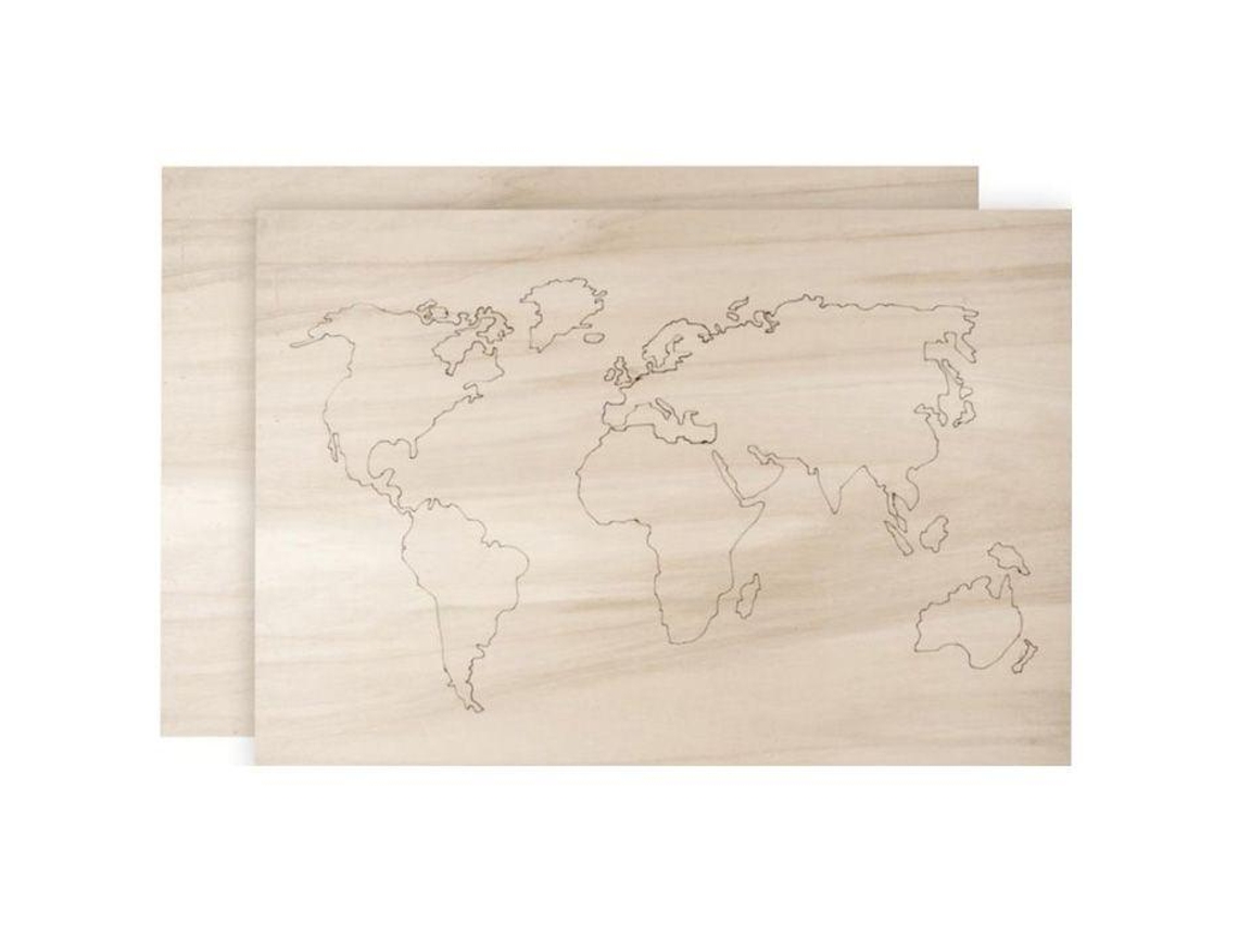 Mapamundi de madera para decorar 42 x 29,7 cm