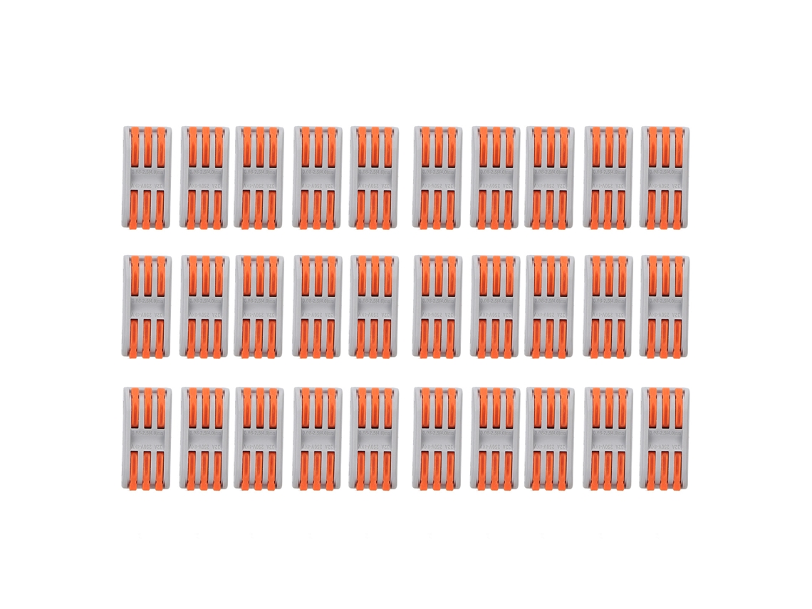 30 Unidades De Conectores De Cable De Palanca Compactos De 3 Núcleos Para Diámetro De Cable De 0,08~4 Mm² Paquete De 2-3