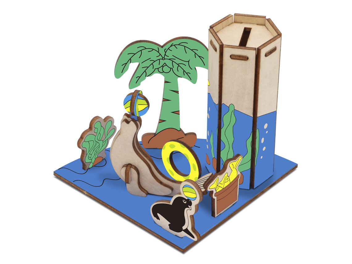 Puzzle 3D de madera Parque Marino de Leones Marinos 31 piezas (115x115x118 mm) DAM