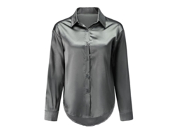 2026-blusa De Seda Brillante Ligera Para Mujer Yynuda Con Cuello Lapel Y Cierre De Botones
