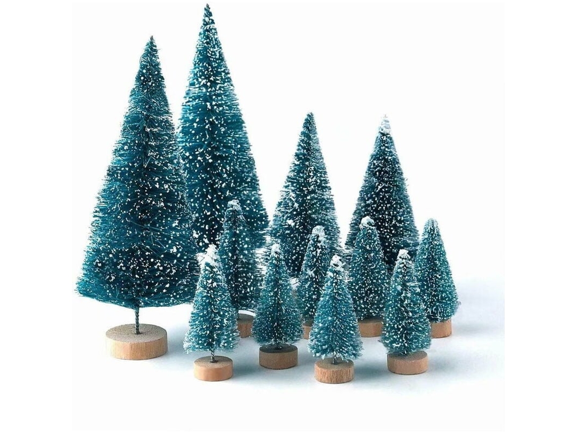 Árboles de 28 piezas con base de madera para decoración de fiestas y exhibición de manualidades RNEMITERY