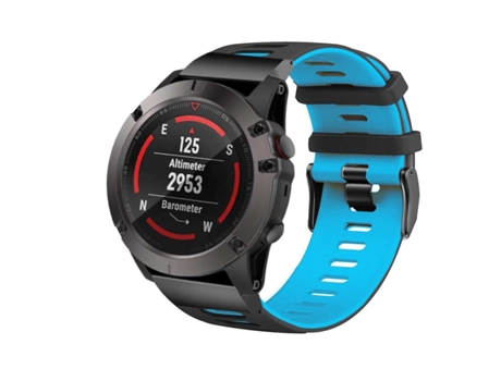 Correa para Garmin Fenix 5X Negro y Azul Claro