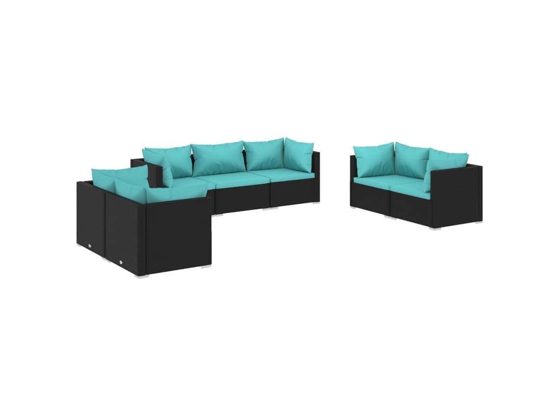 Maison Exclusive - Set De Muebles De Jardín 7 Pzas Y Cojines Ratán Sintético Negro