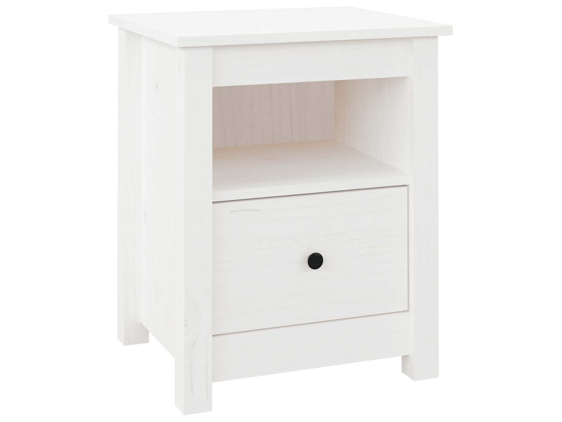Mesita de noche de madera maciza de pino, blanca, MAISON EXCLUSIVE (40x35x49 cm)