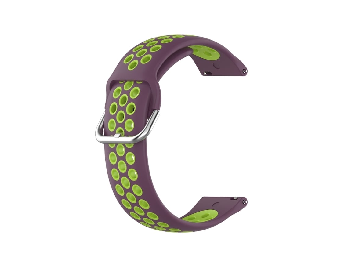 Bracelete Para Samsung Galaxy Watch 4 Classic (46mm) - Silicone Duas Cores - Green Purple Lime Green
