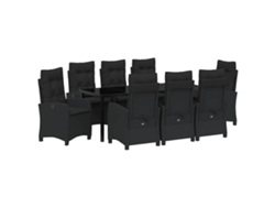 Maison Exclusive - Conjunto De Comedor De Jardín 9 Pcs Negro Ratán Sintético