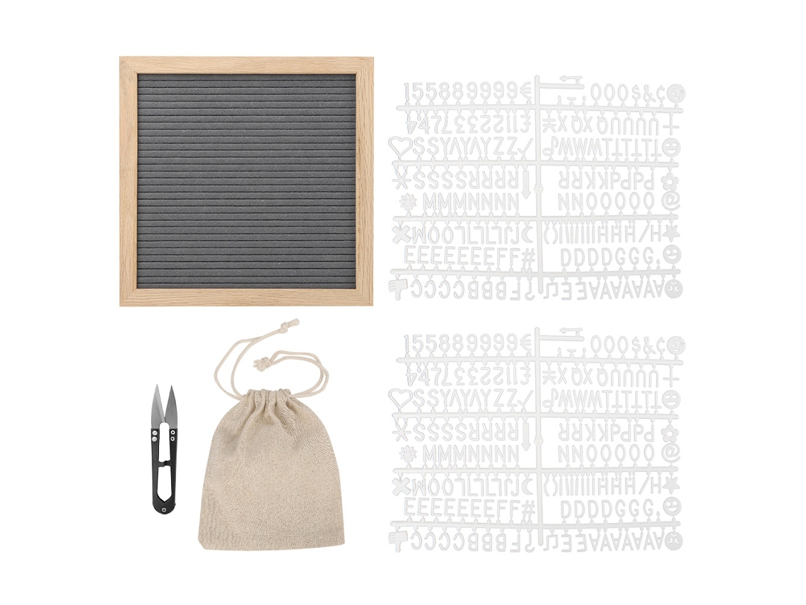 Panel de fieltro Baok con letras y números intercambiables, decoración gris para dormitorio.