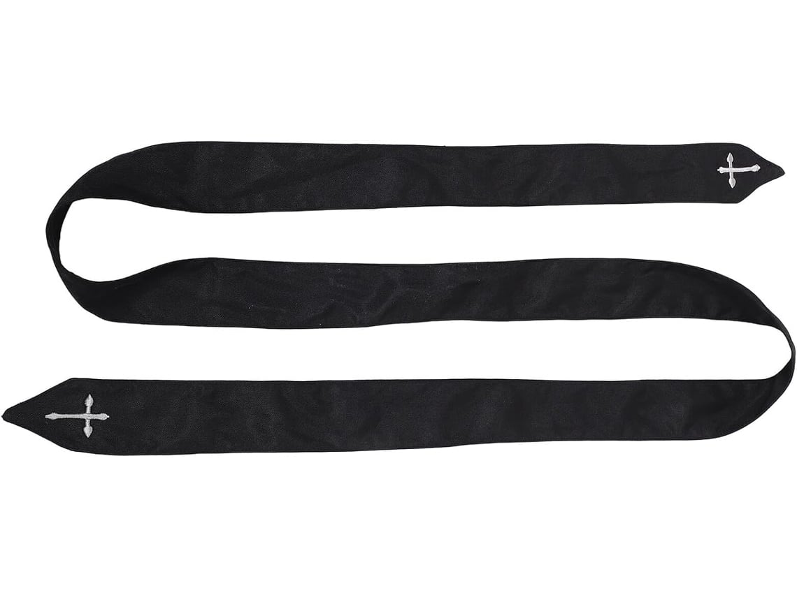 Cinturón Medieval De Algodón Negro Para Disfraz De Sacerdote, Accesorio Cómodo Y Decorativo.
